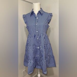 Monteau Blue & White Gingham Sleeveless Dress